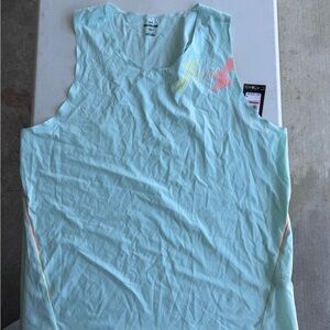Under Armour Light Aqua Athletic Tank with Neon Accents